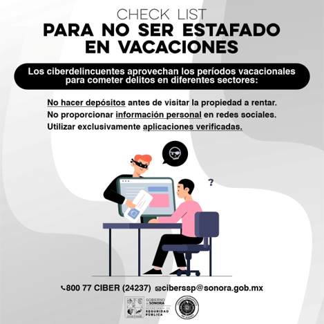 Hermosillo, Sonora, 19 de marzo de 2024.Unidad Cibernética llama a extremar precauciones al rentar inmuebles en Semana Santa