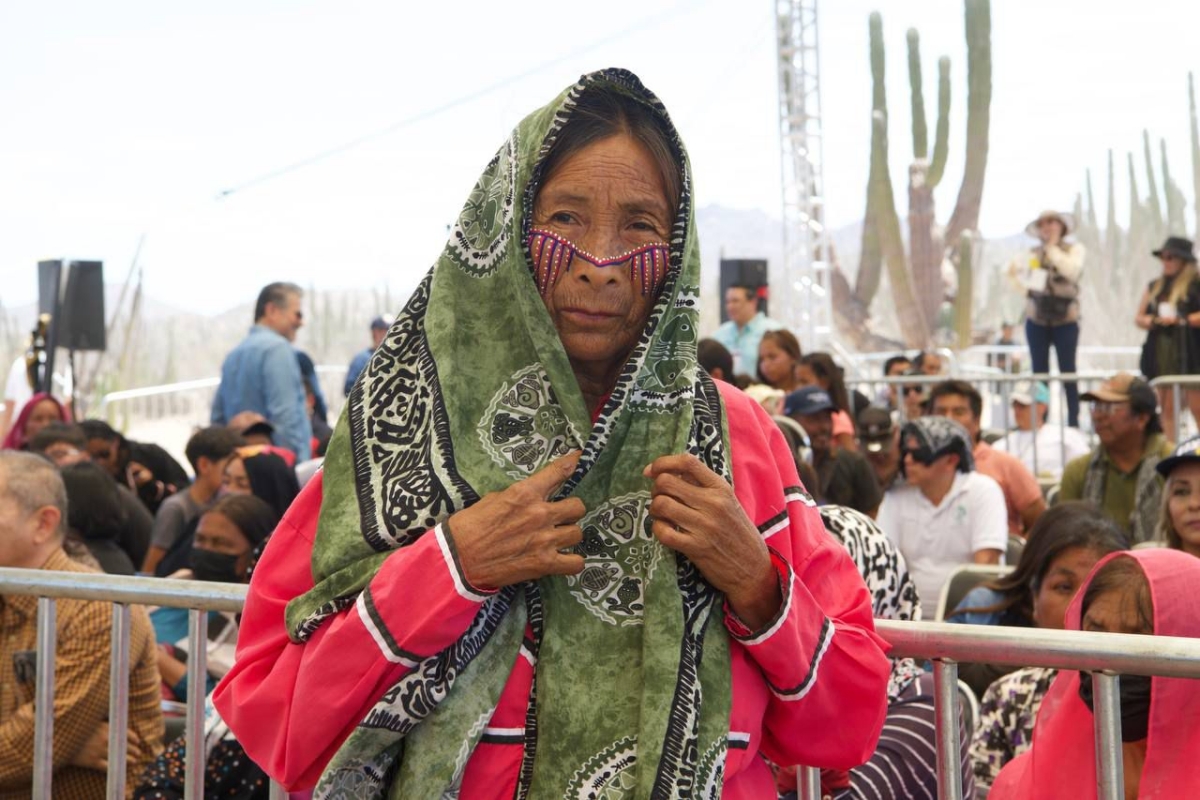 Pitiquito, Sonora; 6 de julio de 2024.- Presiden Gobernador Durazo, presidente López Obrador y presidenta electa Sheinbaum continuidad de restitución de derechos a comunidad Seri