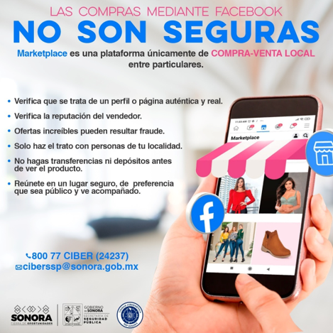 Hermosillo, Sonora, 6 de diciembre de 2023.- Recomienda Unidad Cibernética extremar medidas de prevención al comprar por Facebook