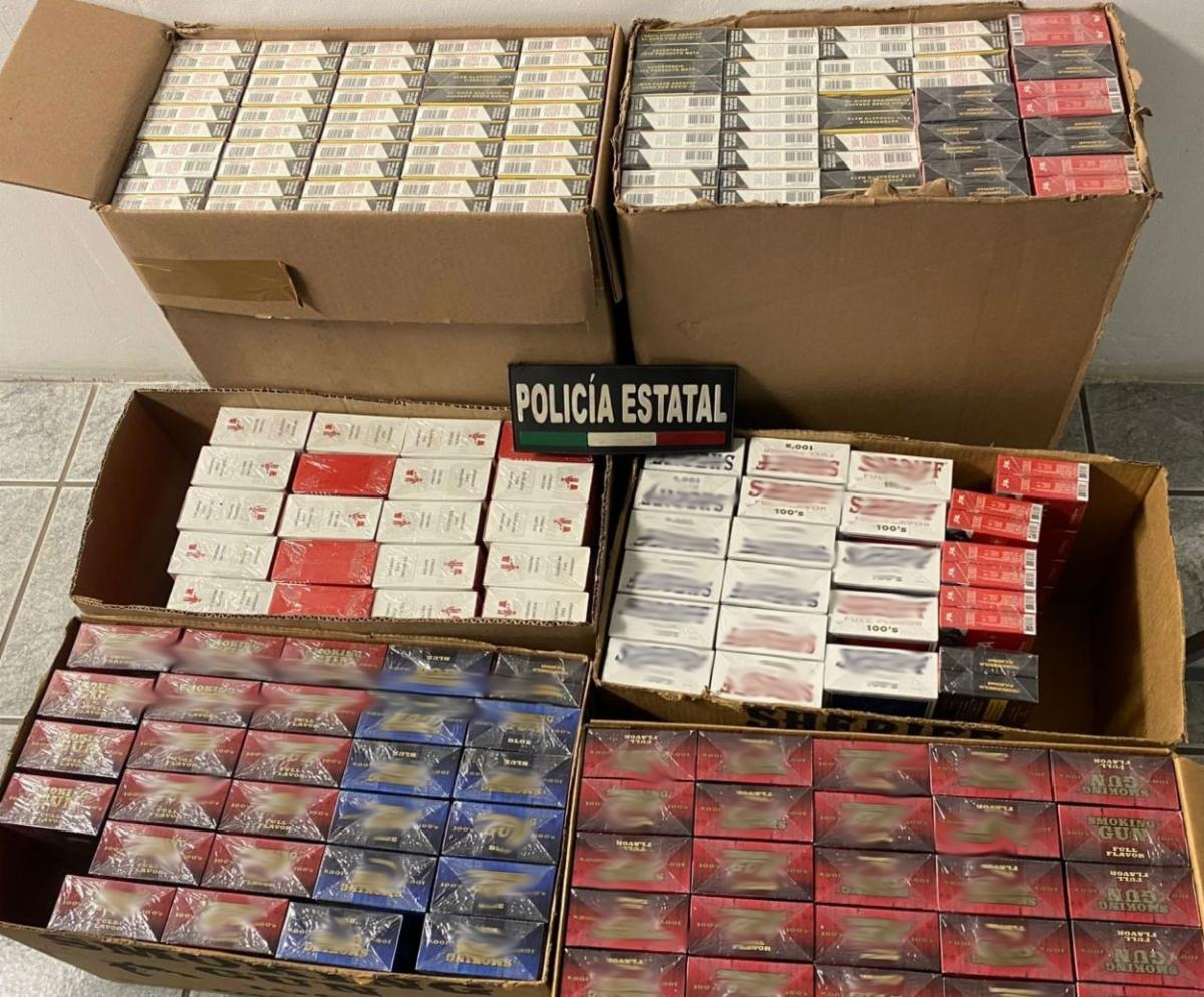 Nogales, Sonora; 11 de agosto de 2025.- Incauta División Fronteriza del Gobierno de Sonora narcótico y cigarros a personas en flagrancia delictiva
