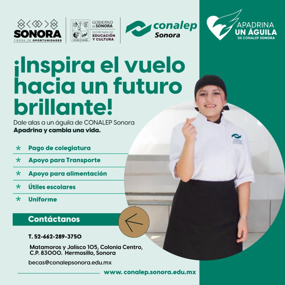   Hermosillo, Sonora; 13 de agosto de 2025.- Invita Gobierno de Sonora a participar en la campaña “Apadrina un Águila” de Conalep