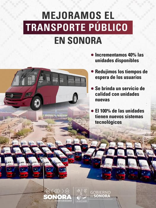 SONORA; 23 DE DICIEMBRE DEL 2025.-El Gobierno de Sonora contin&uacute;a mejorando el transporte p&uacute;blico con m&aacute;s unidades y tecnolog&iacute;a avanzada