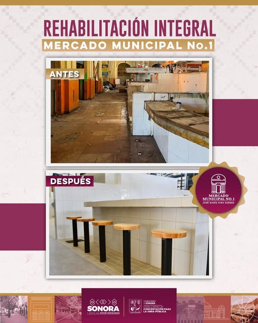  Sonora; 26 de mayo de 2025.-Reabre el Mercado Municipal No. 1 tras rehabilitación