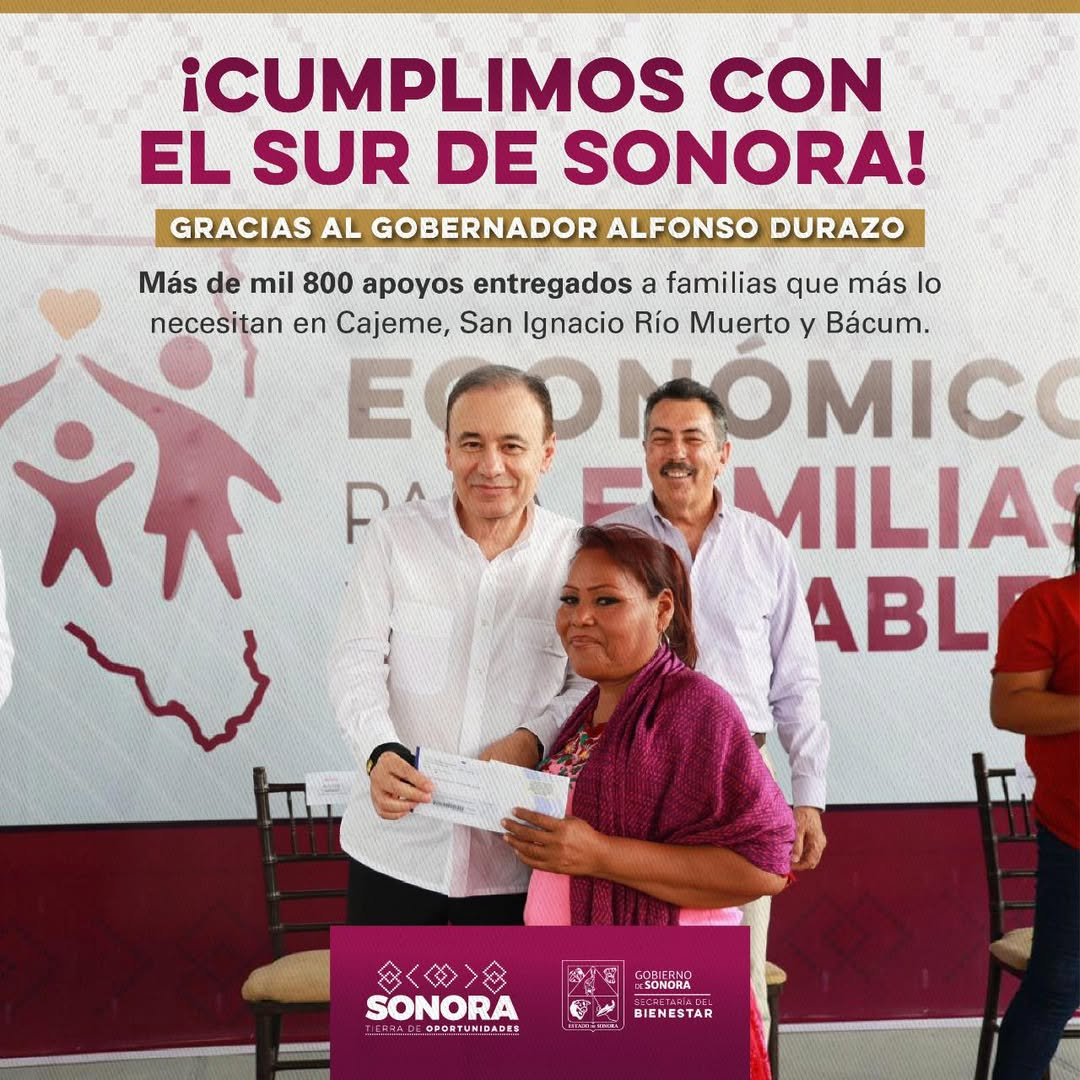  Sonora; 04 de julio del 2025.-El Gobierno de Sonora cumple con el sur del estado entregando apoyos del Programa de Fortalecimiento Económico