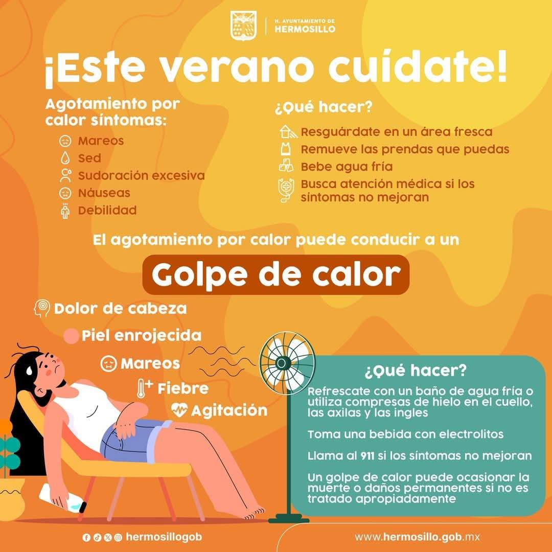 Hermosillo, Sonora; 12 de julio del 2025.-El Gobierno de Hermosillo emite recomendaciones para cuidar la salud durante las altas temperaturas del verano