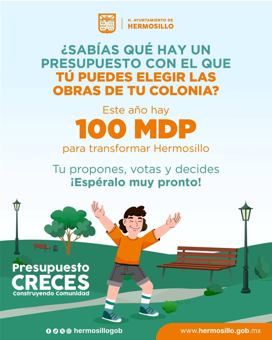 Hermosillo, Sonora; 14 de julio del 2025.-Gobierno de Hermosillo invita a decidir en qué invertir 100 millones de pesos para renovar las colonias