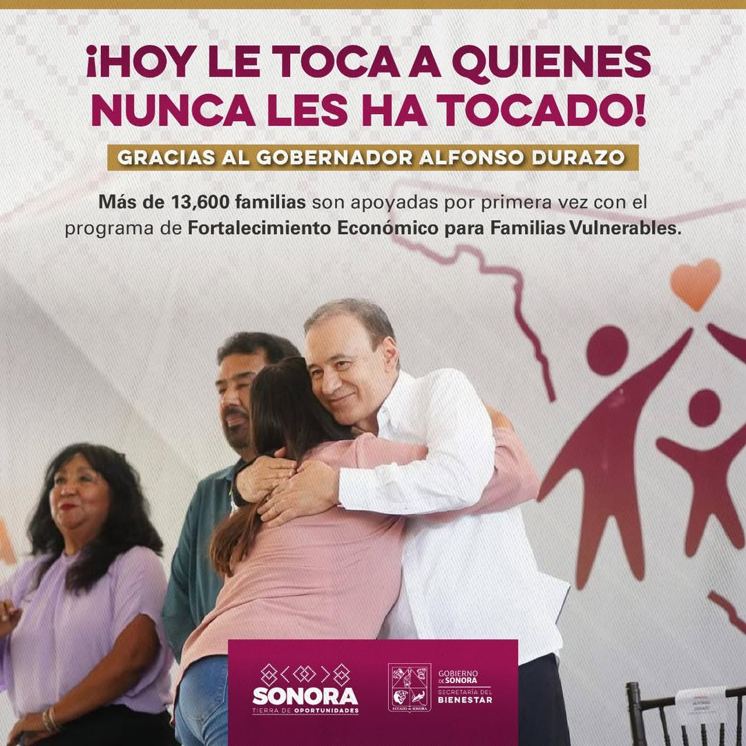 Sonora; 29 de julio del 2025.-Gobierno de Sonora entrega apoyos por primera vez a más de 13,600 familias a través del programa Fortalecimiento Económico para Familias Vulnerables