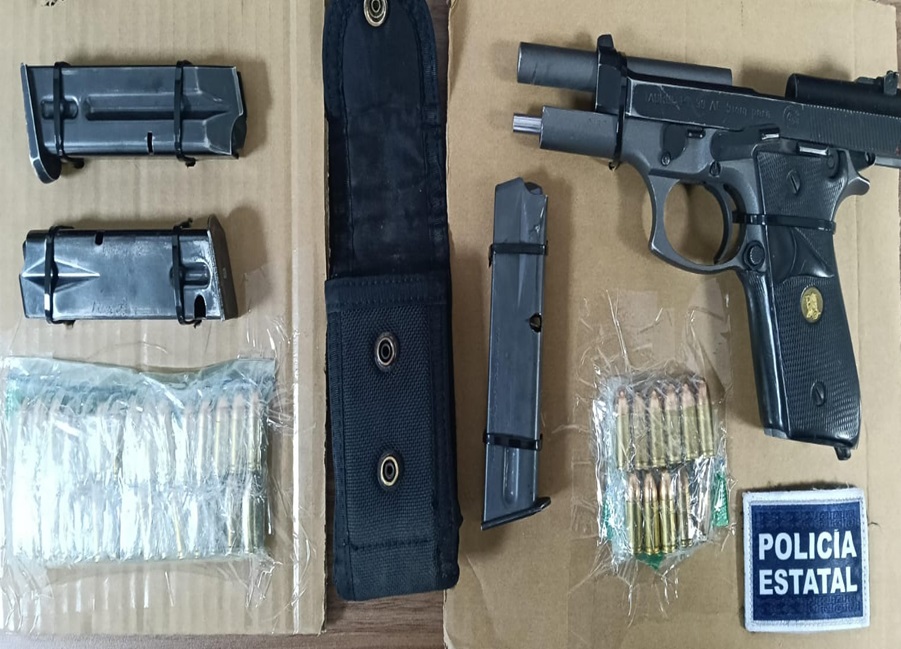  Hermosillo, Sonora; 23 de octubre de 2025.-Incauta Policía Estatal arma de fuego en operativo por Hermosillo